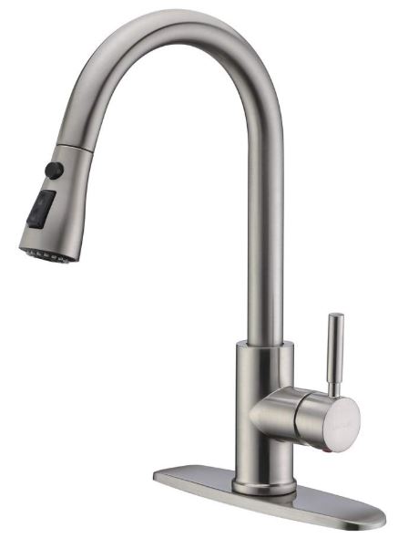 WEWE Single Handle High Arc Pull Out Kitchen Faucet